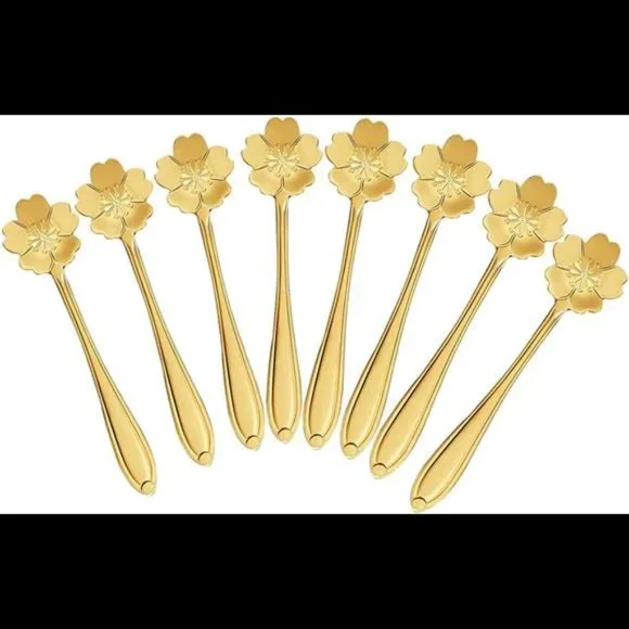 8 Pieces Stainless Steel Flower Coffee Spoon, Demitasse Espresso Spoons